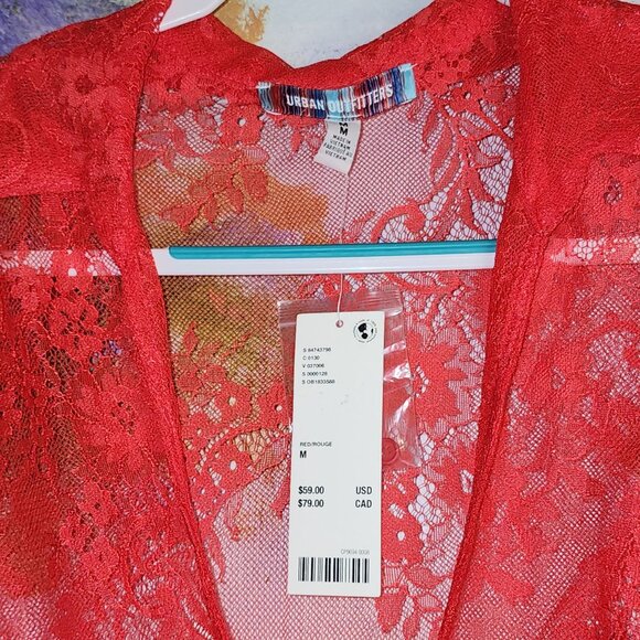 Urban Outfitters Red Button Up Lace Mini Dress M - Picture 3 of 7